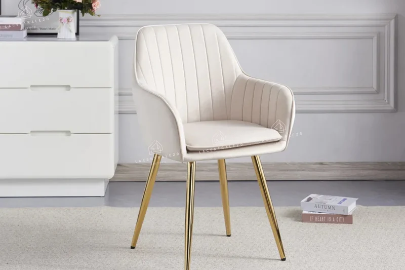 Chaise salle à manger – velours & pied métal (noir / chrome / gold) – Lot de 2, 4 ou 6 – Canva