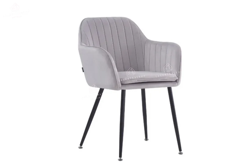 Chaise salle à manger – velours & pied métal (noir / chrome / gold) – Lot de 2, 4 ou 6 – Canva