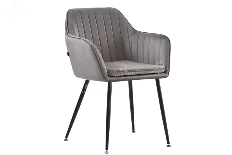 Chaise salle à manger – velours & pied métal (noir / chrome / gold) – Lot de 2, 4 ou 6 – Canva