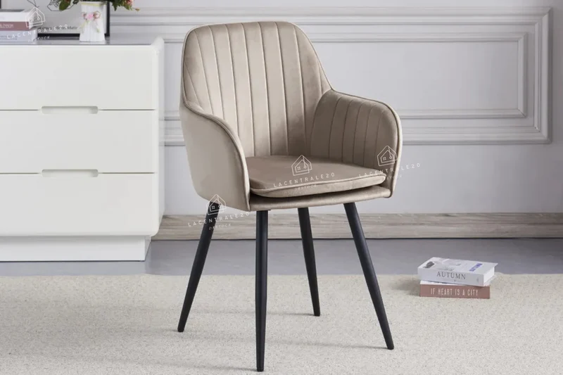 Chaise salle à manger – velours & pied métal (noir / chrome / gold) – Lot de 2, 4 ou 6 – Canva