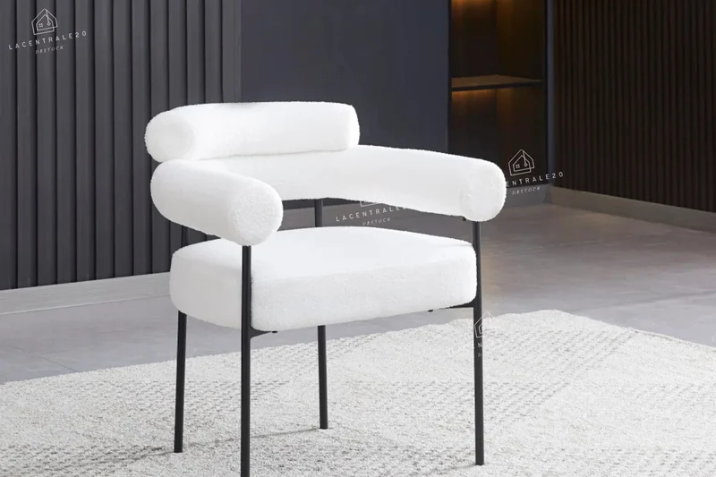 Chaise salle à manger – velours / sergé / laine bouclée – pieds (noir / chrome / gold) – Lot de 2 / 4 / 6 – Bulle