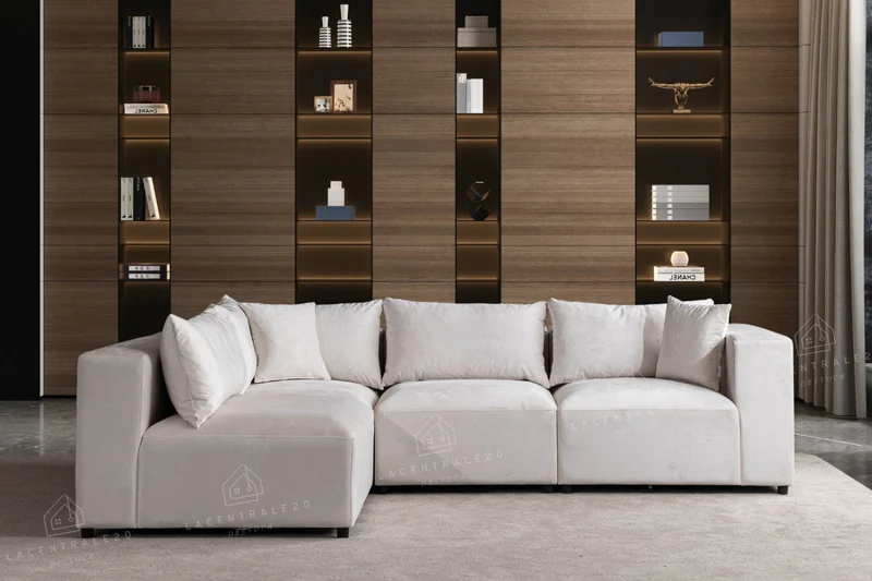 Canapé d'angle Modulable – Tissu chenille ou velours - Zara