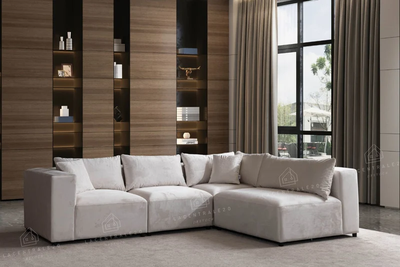 Canapé d'angle Modulable – Tissu chenille ou velours - Zara