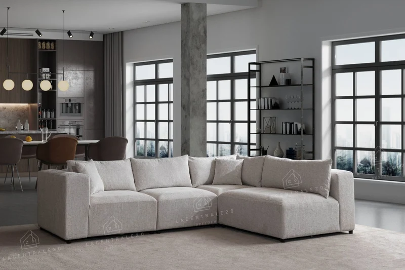 Canapé d'angle Modulable – Tissu chenille ou velours - Zara