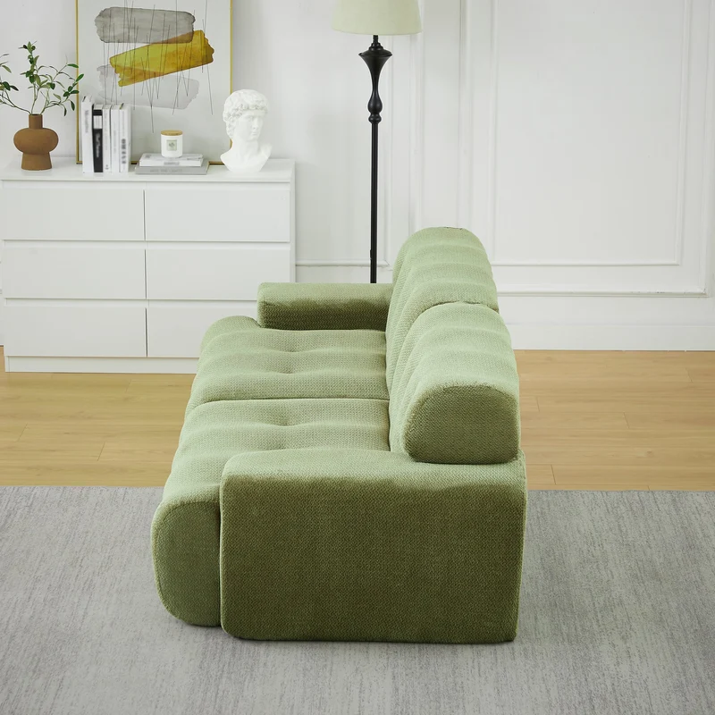 Canapé 3 places en chenille vert, design nuage moderne 224 cm SCANDINAVIANMARBLEMA
