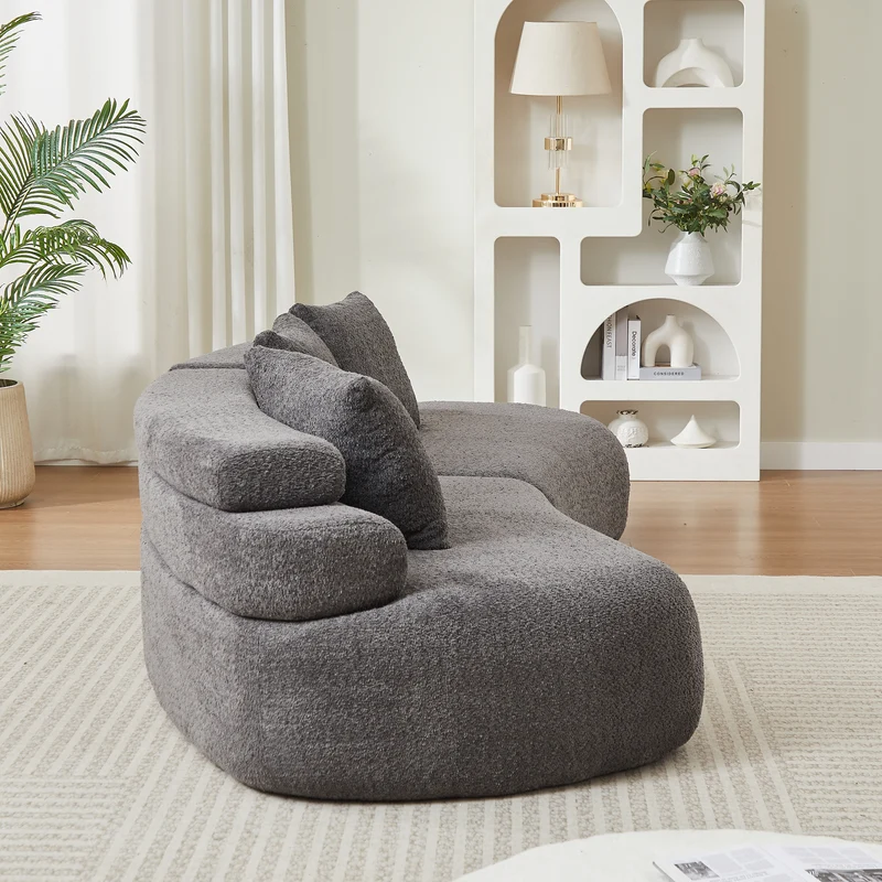 Canapé 3 places en chenille gris anthracite, design arrondi modulable RUSTICWARDROBE