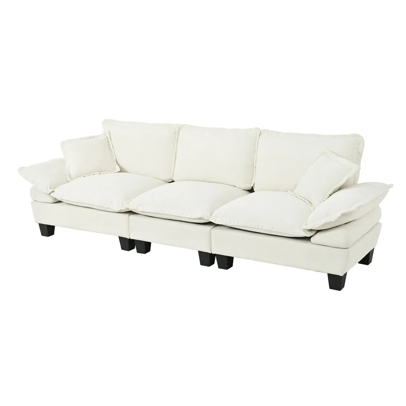 Canapé 3 places en chenille beige, style nuage 263cm SCANDINAVIANGOLDONE