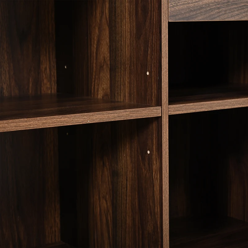 Buffet effet noyer à portes à latte et coulissantes, style vintage 140 cm RUSTICTHROW