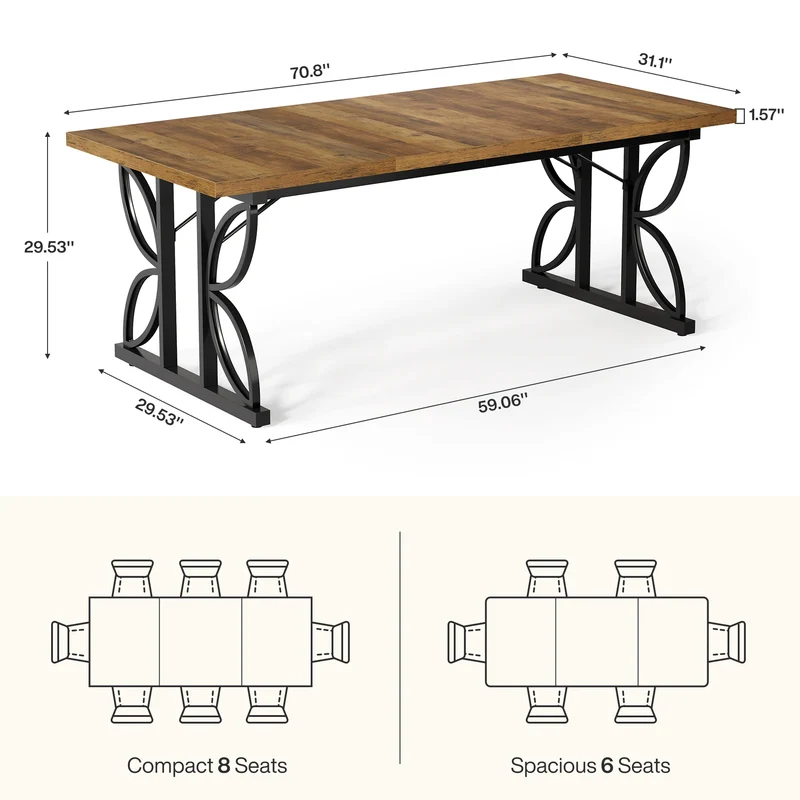 Table de salle à manger Florent — métal, rectangulaire