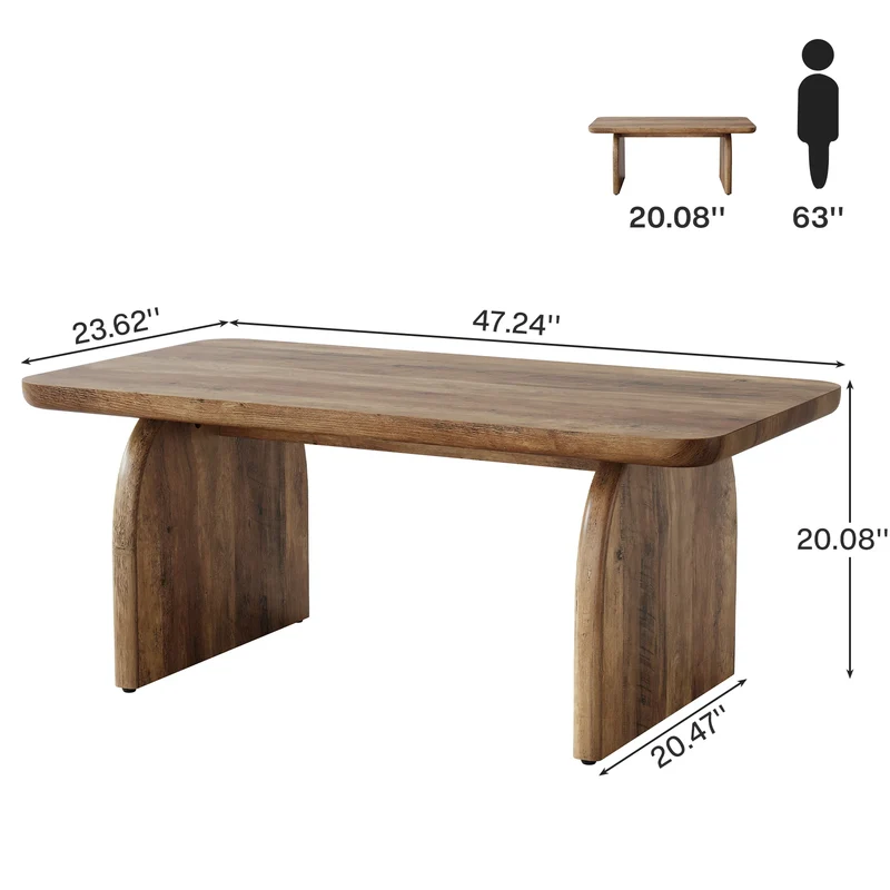 Table basse Adrien — bois, style rustique, rectangulaire