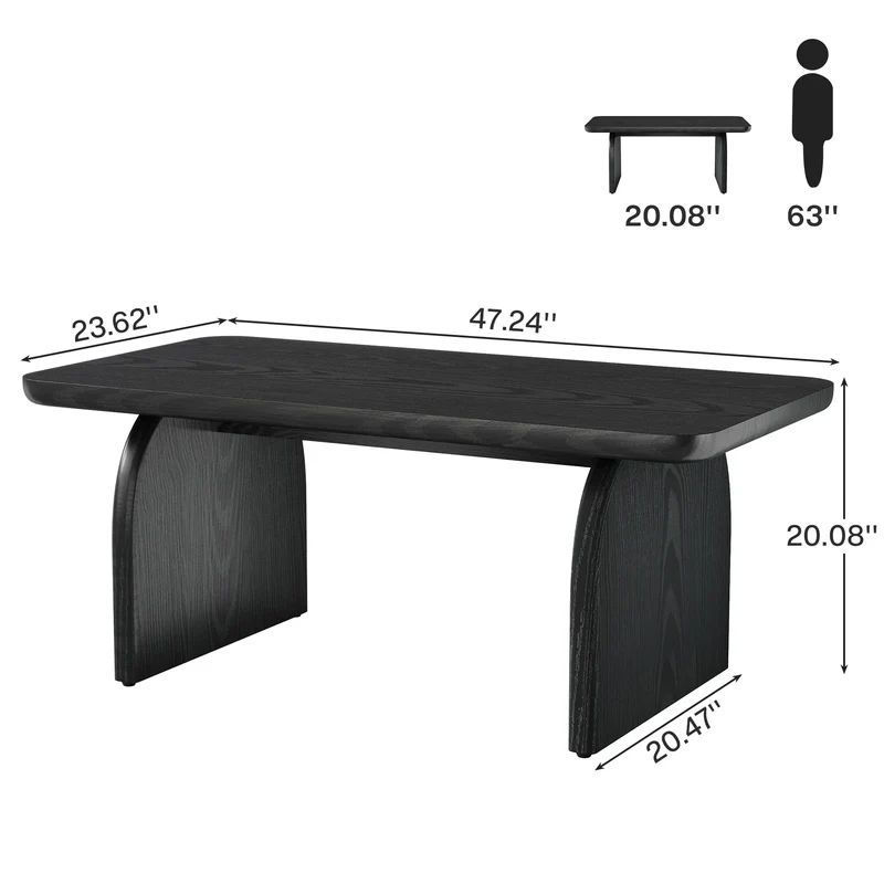 Table basse Adrien — bois, style rustique, rectangulaire