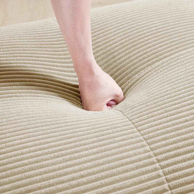 Canapé d’angle modulable 298 cm en velours côtelé beige, ergonomique BACKWASH