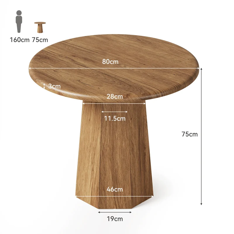 Table de salle à manger Ulysse — finition marron, ronde