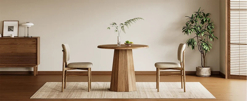 Table de salle à manger Ulysse — finition marron, ronde
