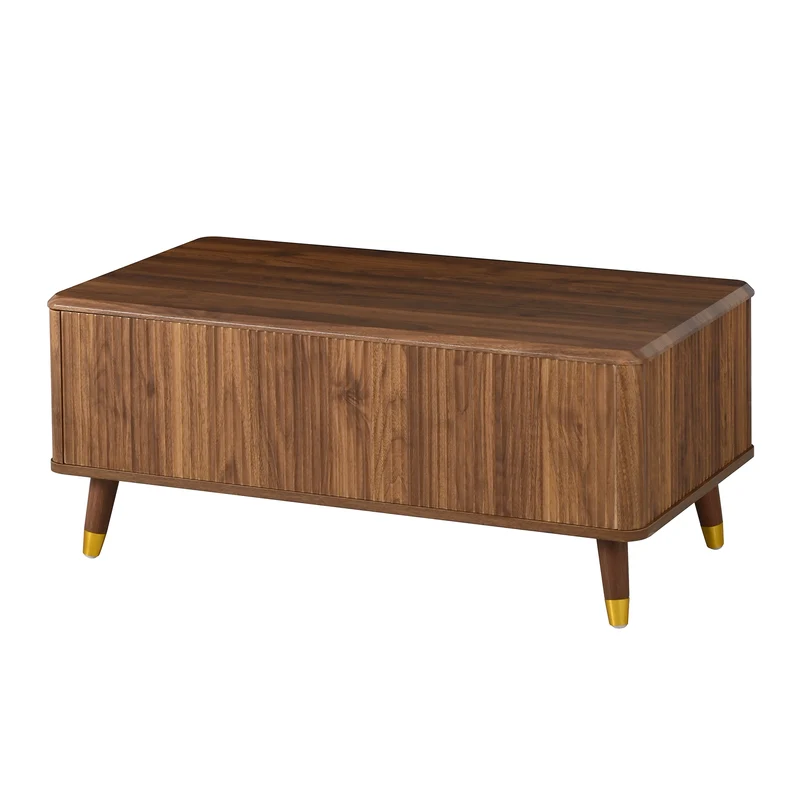 Table basse relevable effet noyer 97x52cm ADJUSTBAMBOOPLUS
