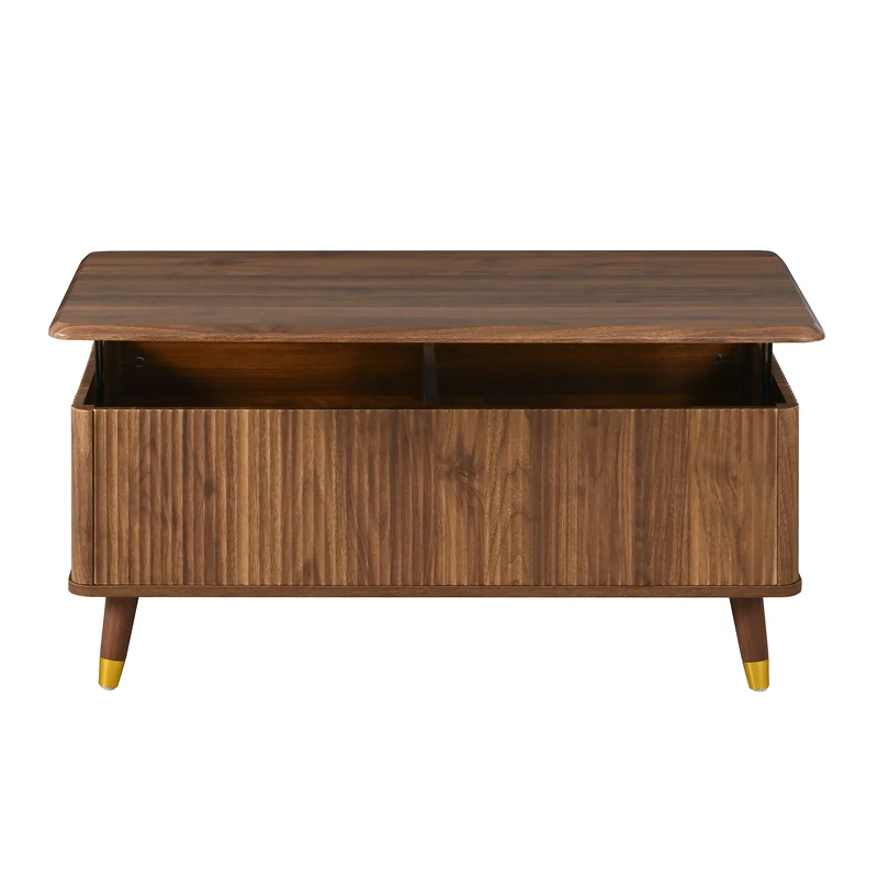 Table basse relevable effet noyer 97x52cm ADJUSTBAMBOOPLUS