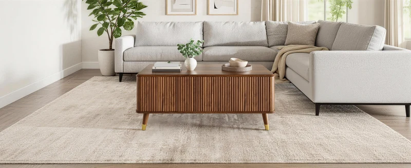 Table basse relevable effet noyer 97x52cm ADJUSTBAMBOOPLUS