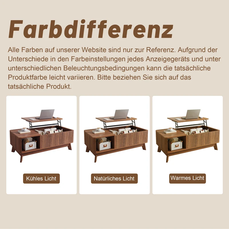 Table basse relevable effet noyer 1 niche 95x48cm ADJUSTCONCRETEELITE