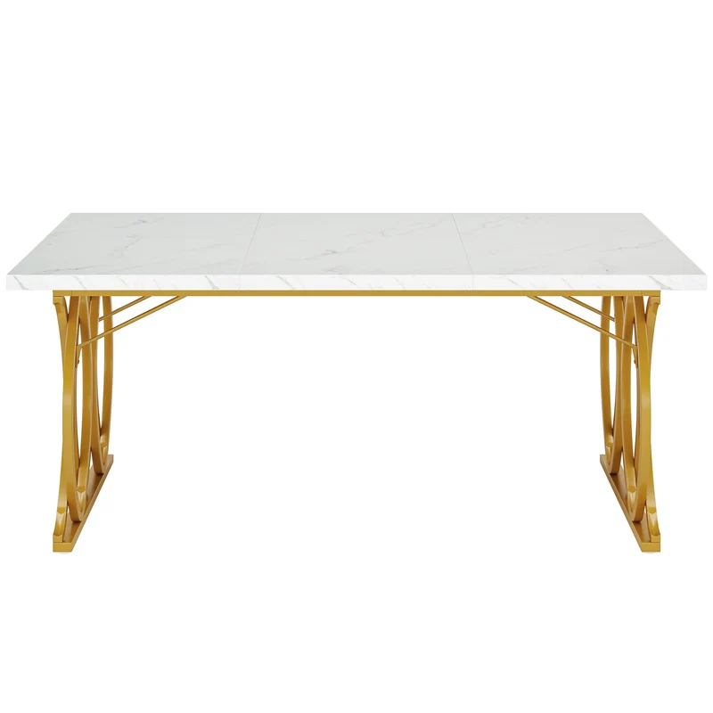 Table de salle à manger Quentin — marbre, design contemporain, rectangulaire