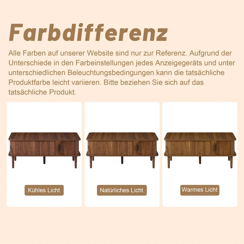 Table basse relevable effet bois noyer style rétro 100x48x55,5cm ADJUSTBOX