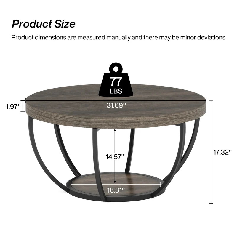 Table basse Isabelle — bois, style industriel, rangement intégré, 2 niveaux