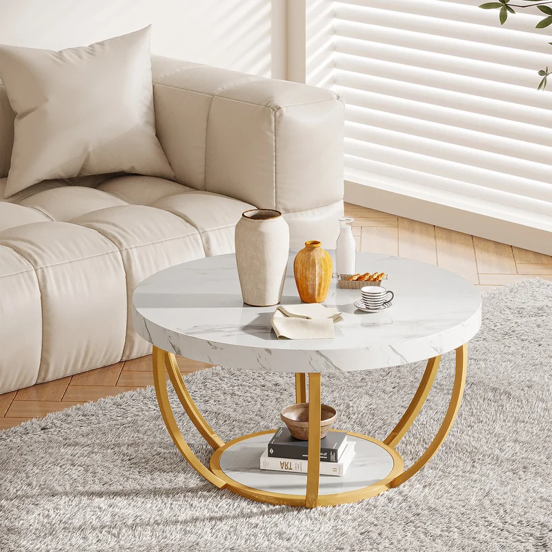 Table basse Isabelle — bois, style industriel, rangement intégré, 2 niveaux