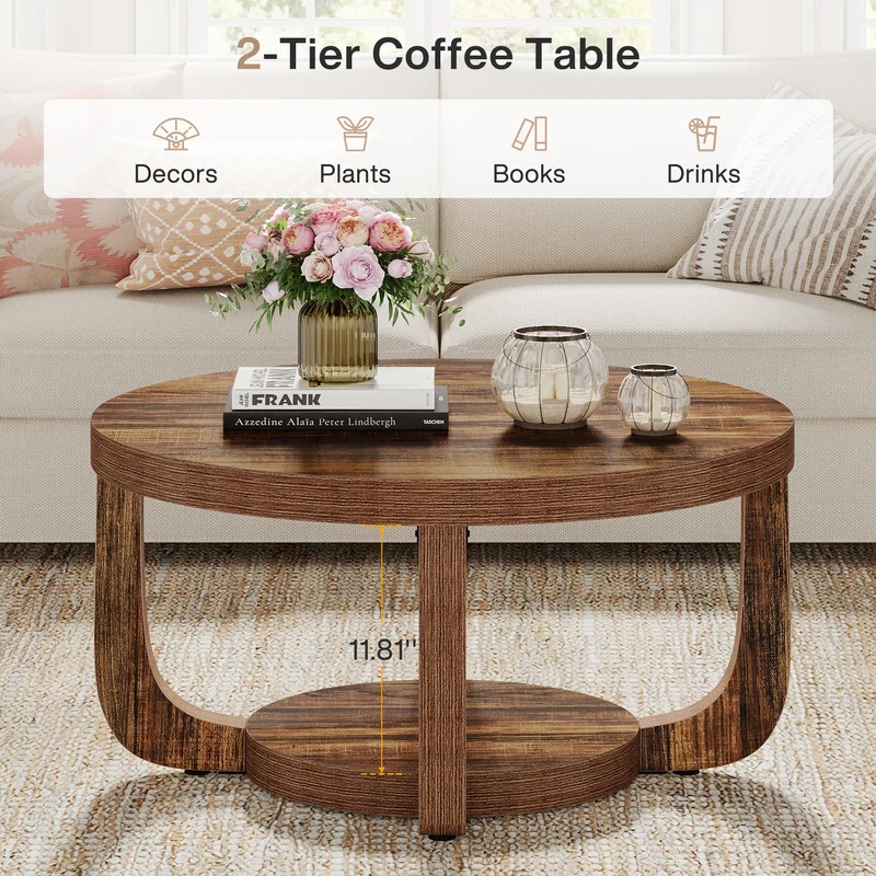 Table basse Chloé — bois, design contemporain, rangement intégré, 2 niveaux