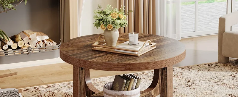 Table basse Chloé — bois, design contemporain, rangement intégré, 2 niveaux