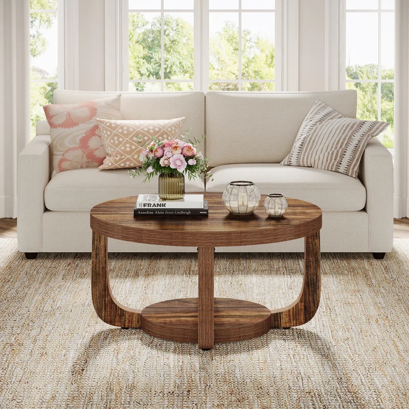Table basse Chloé — bois, design contemporain, rangement intégré, 2 niveaux