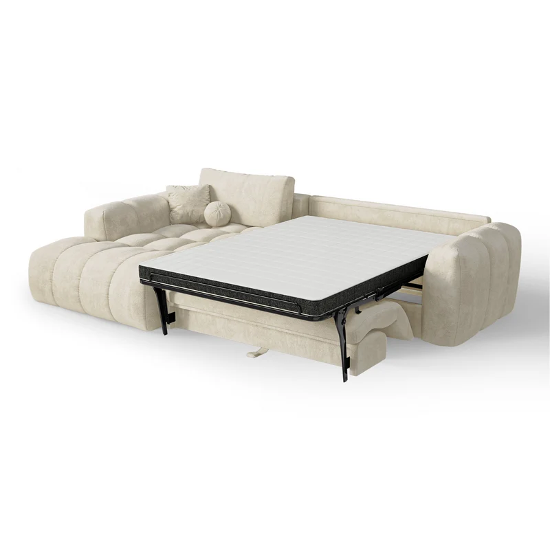 Canapé d'angle gauche convertible express matelas Dunlopillo 140cm CLOUD Velours texturé