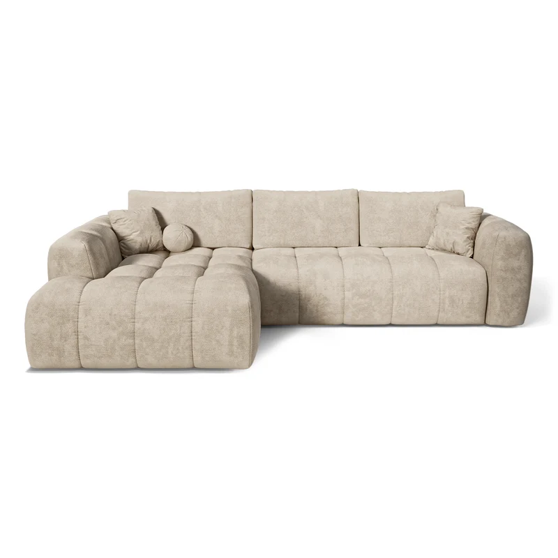 Canapé d'angle gauche convertible express matelas Dunlopillo 140cm CLOUD Velours texturé