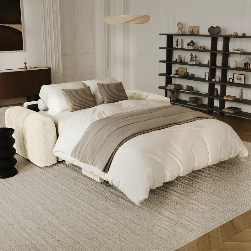 Canapé convertible express matelas Dunlopillo 160cm CLOUD Velours texturé