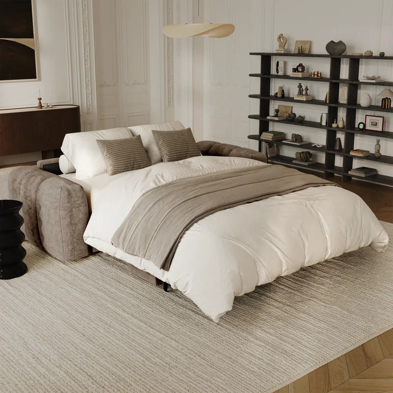 Canapé convertible express matelas Dunlopillo 160cm CLOUD Velours texturé