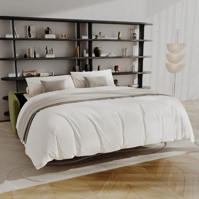 Canapé convertible express matelas Dunlopillo 160cm ELVI Velours