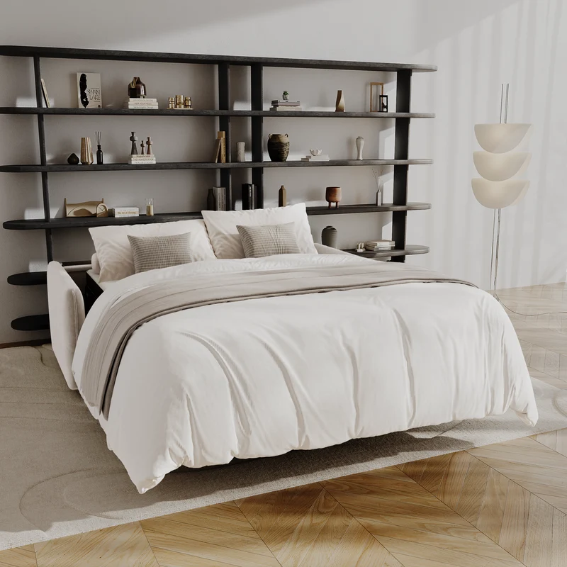 Canapé convertible express matelas Dunlopillo 140cm ELVI Velours