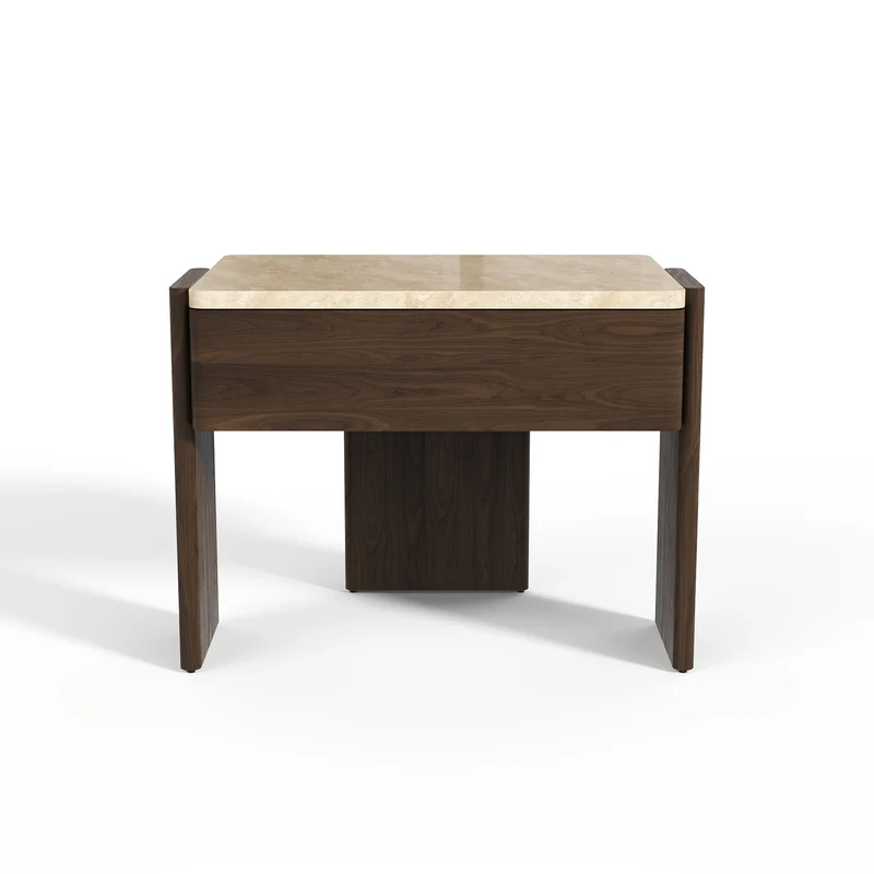 Table de chevet en marbre naturel LUNI 60cm