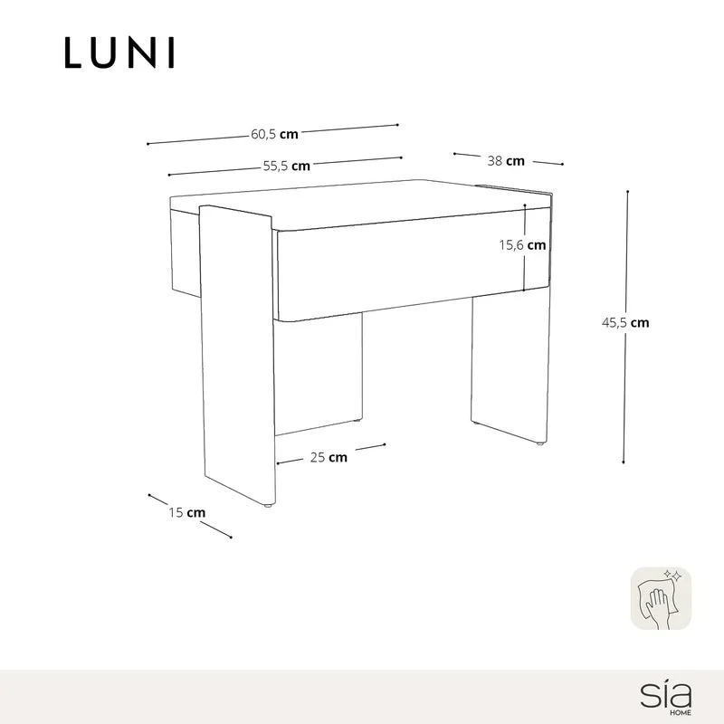 Table de chevet en marbre naturel LUNI 60cm