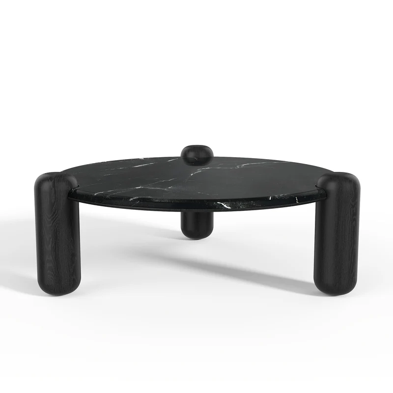 Table basse LUCE marbre naturel et bois 86cm