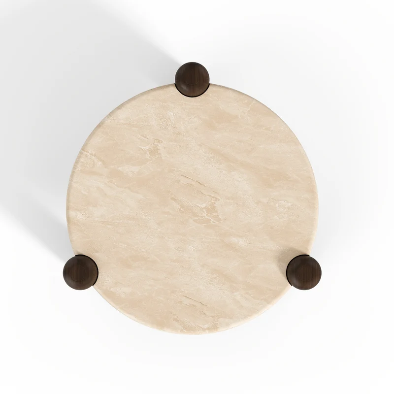 Table basse LUCE marbre naturel et bois 86cm