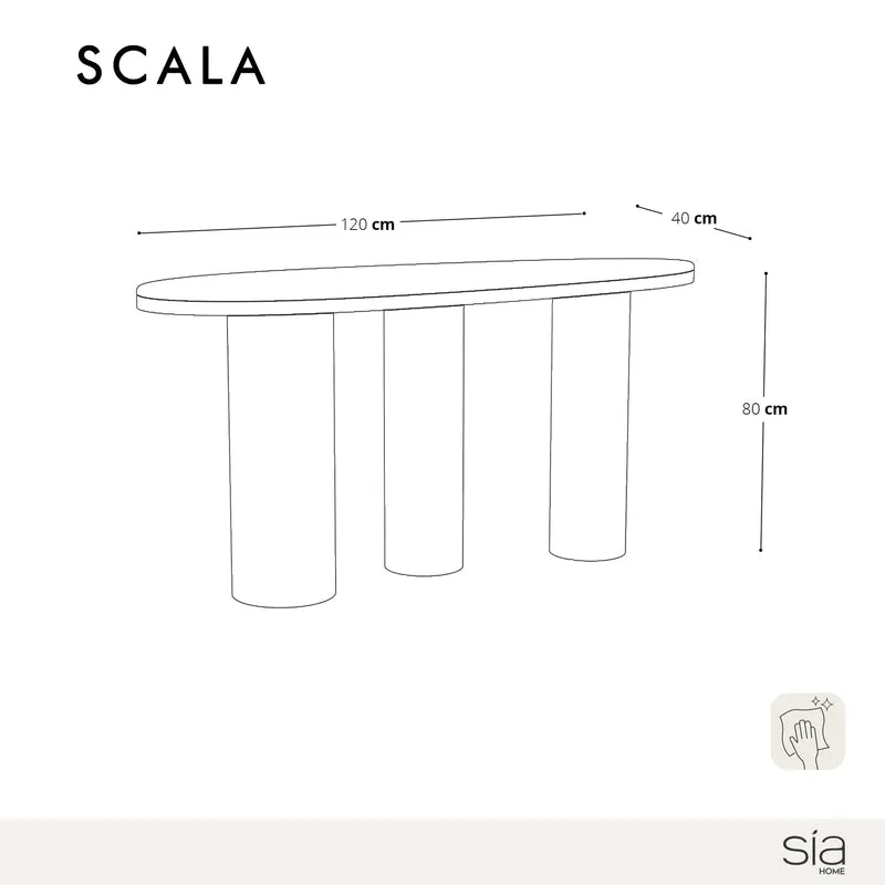 Console SCALA marbre beige naturel et bois noyer foncé 120cm