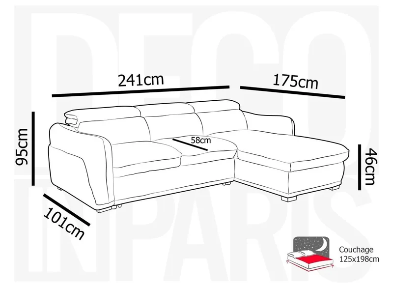 Canapé d'angle convertible avec coffre en velours côtelé épais beige PETUNIA - Angle droit