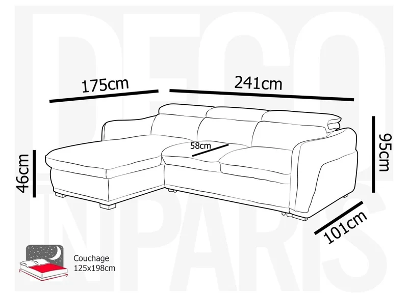 Canapé d'angle convertible avec coffre en velours côtelé épais beige PETUNIA - Angle gauche