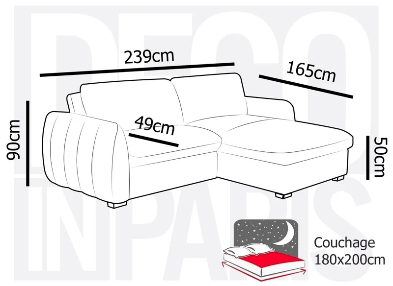 Canapé d'angle convertible et réversible avec coffre en velours chiné vert kaki LIORA
