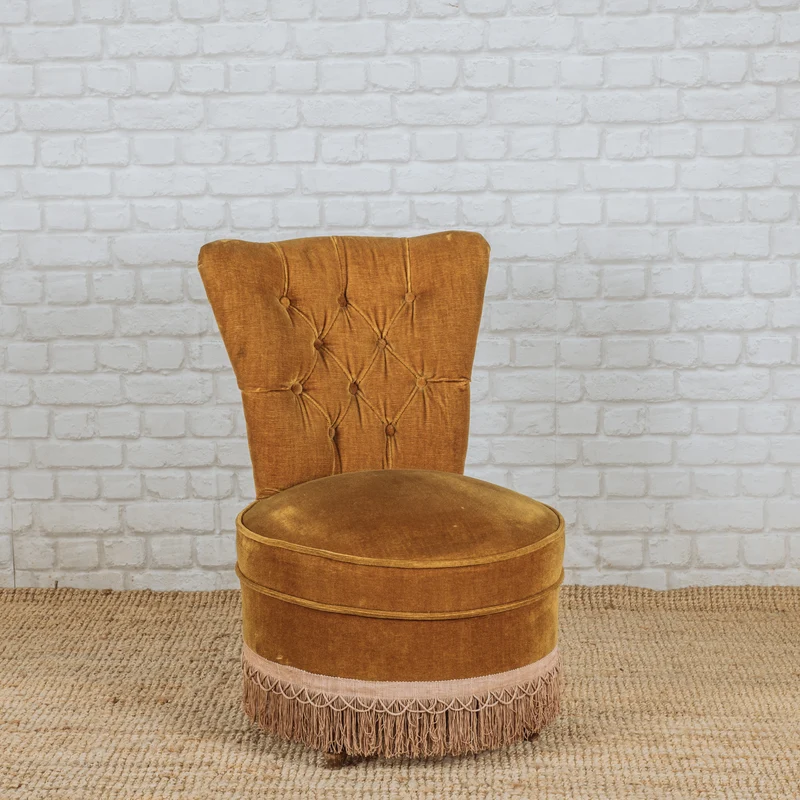 Fauteuil crapaud moutarde