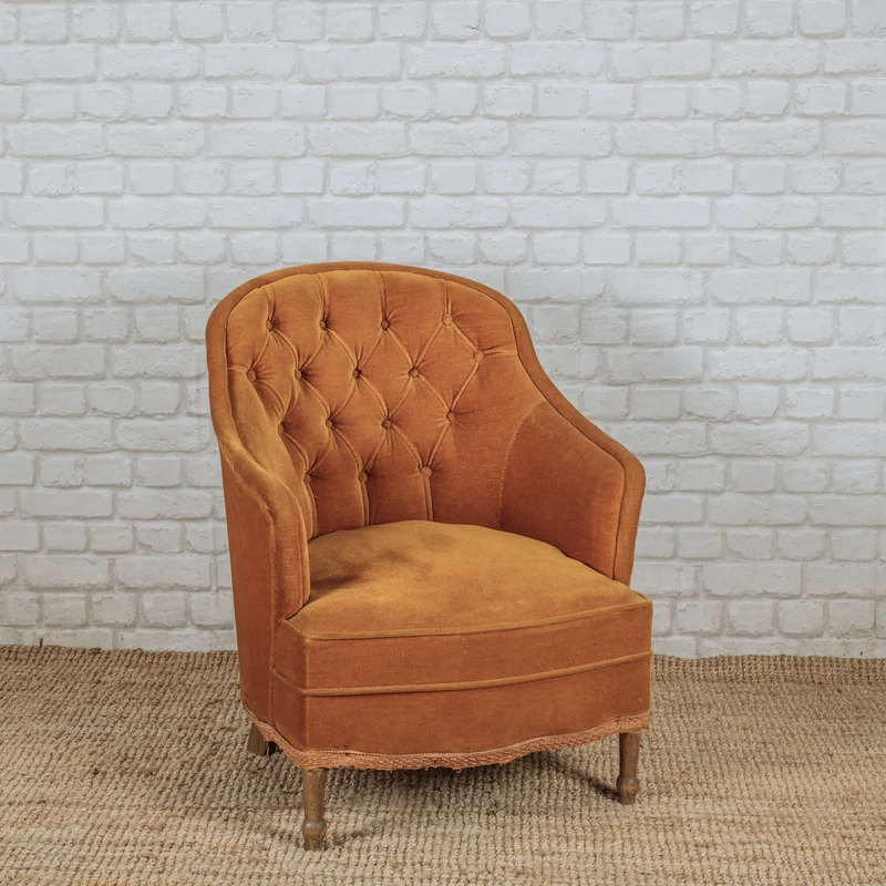 Fauteuil crapaud moutarde