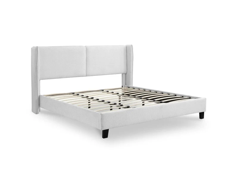 Lit double en tissu effet peau de mouton gris clair 160x200 cm KAYDEN
