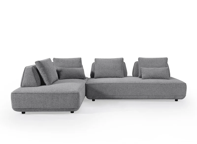 Canapé d'angle réversible en tissu bouclette gris ISAORA