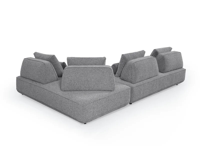 Canapé d'angle réversible en tissu bouclette gris ISAORA