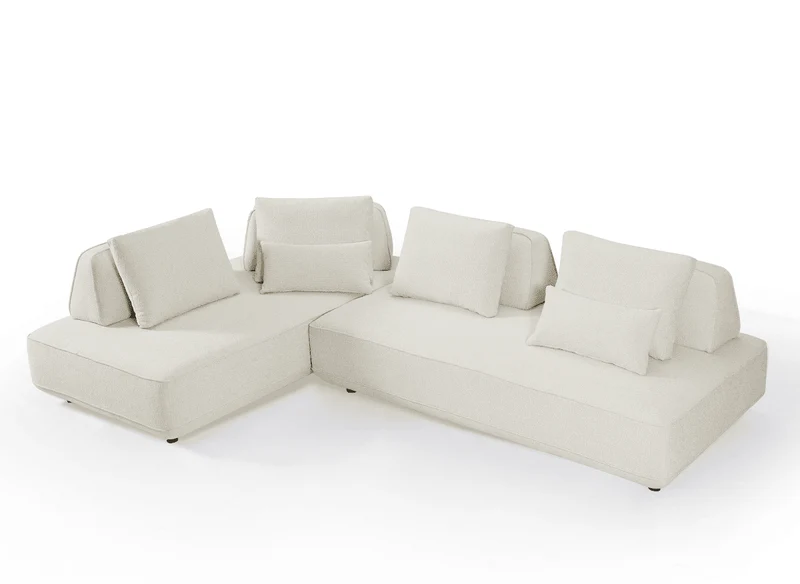 Canapé d'angle réversible en tissu bouclette beige ISAORA