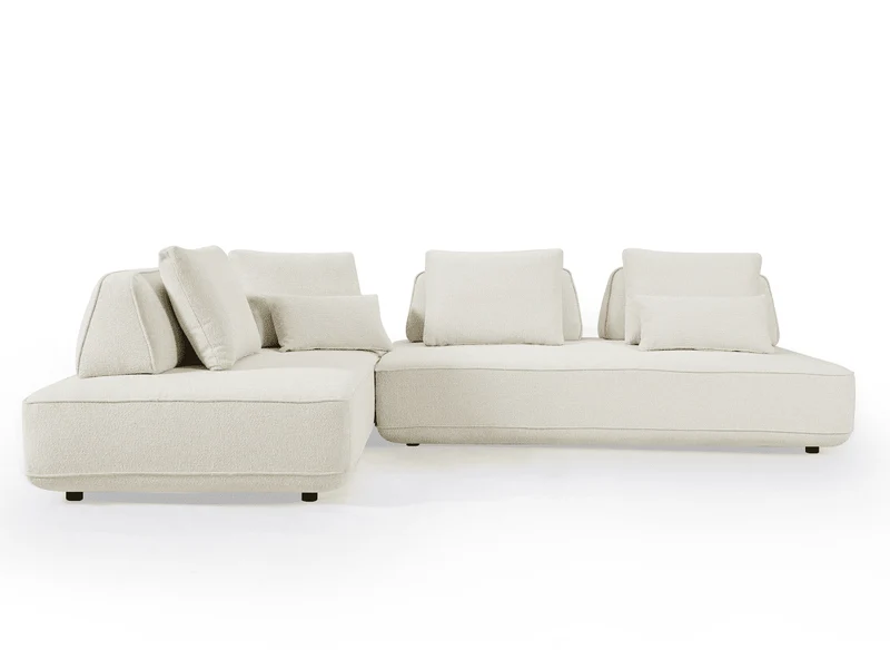 Canapé d'angle réversible en tissu bouclette beige ISAORA